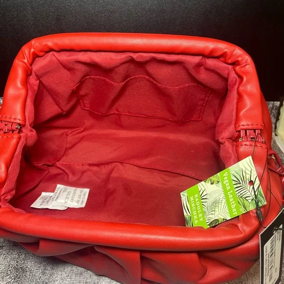 Badgley Mischka Bold Red Clutch with Chain - Picture 3 of 7